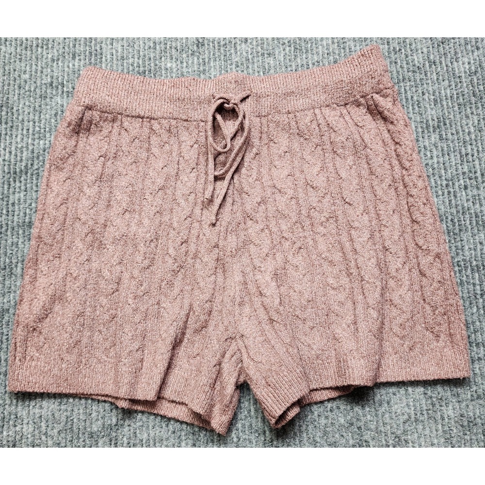 Pink Rose Cable Knit Lounge Shorts Mauve Marl Drawstring Waist XS